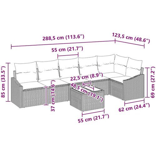  Set sofe s jastukom 7 pcs Svjetlosiva poliratan Slike