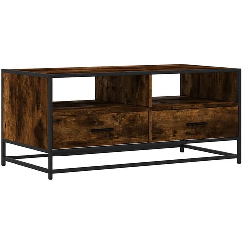  Stolić za kavu boja hrasta 100x50x45 cm od drva i metala Slike