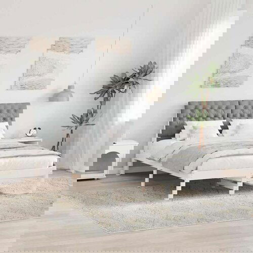 vidaXL Posteljni okvir z oblazinjenim vzglavjem Bela 160 x 200 cm Cene