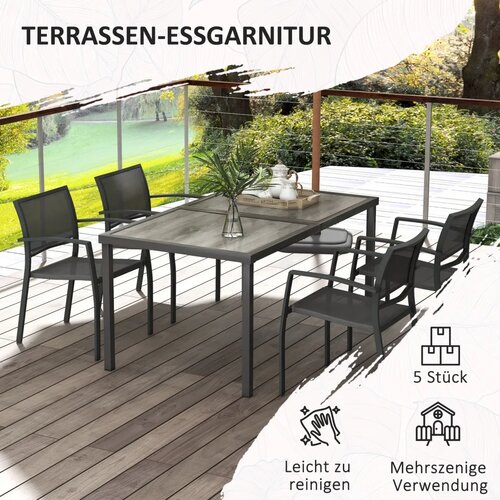  Vrtni namje&amp;scaron;taj vrtna sjedeća garnitura 1 stol 4 stolice 150 x 87 x 72 cm siva Slike
