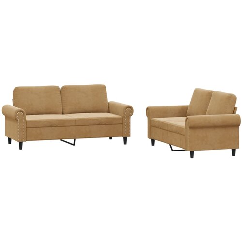 vidaXL 2-dijelni set sofa s jastucima smeđi baršunasti Cijene
