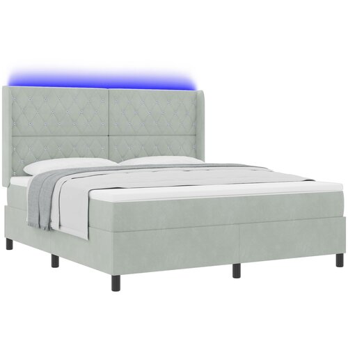 vidaXL LED kutija s oprugama kreveta s madracem Svijetlo siva Cijene