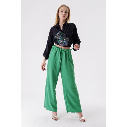 HAKKE Elastic Waist Palazzo Airobin Trousers Slike