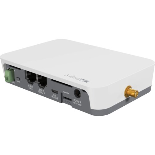 MikroTik KNOT LR8 kit IoT univerzalni WiFi Gateway 300Mb/s 2.4GHz, Narrow Band &amp;amp; CAT-M (Nano SIM), LoRa&amp;reg;, 2 x LAN, Modbus/TCP konverter, Bluetooth, PoE in / PoE out, MicroUSB, montaža na DIN &amp;scaron;inu, temp -40&amp;deg;C&amp;divide;70&amp;deg;C, ROS L4 Slike