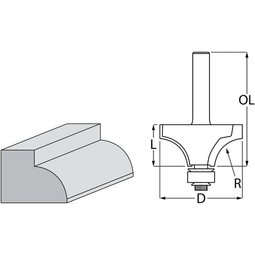 Makita glodalo za zaobljenje rubova s ležajem R 12,7 mm, dr&scaron;ka 8 mm D-48418 Cijene