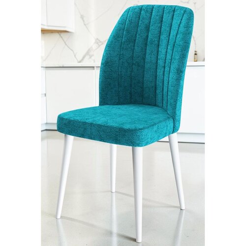 Hanah home set trpezarijskih stolica Etra 6 kom, tirkizna tkanina Jerry, bele drvene noge Cene