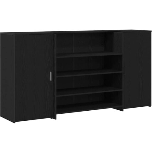 vidaXL Recepcijska miza črn hrast 200x50x103,5 cm inženirski les, (5000098296) Cene