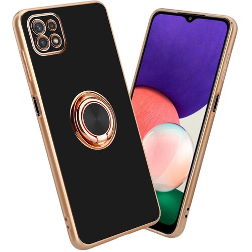 Cadorabo Samsung v sijajnem črni barvi - Zlato z obročem silikonski/TPU ovitek z za&scaron;čito pred kamero in držalom za magnetni avtomobil, (20603607) Cene