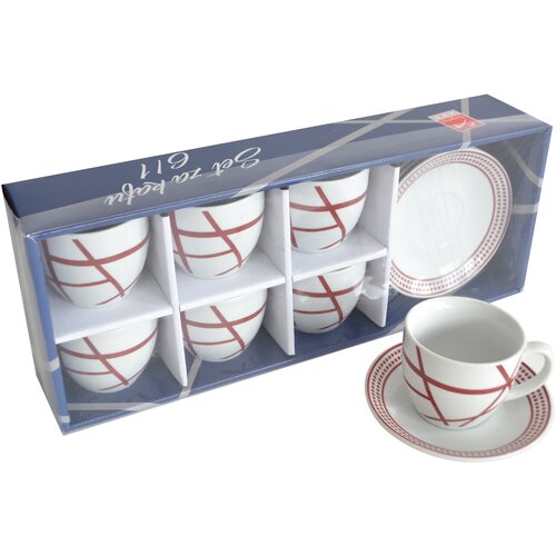 Sigma porcelan set za kafu 6/1, crveno-beli Cene