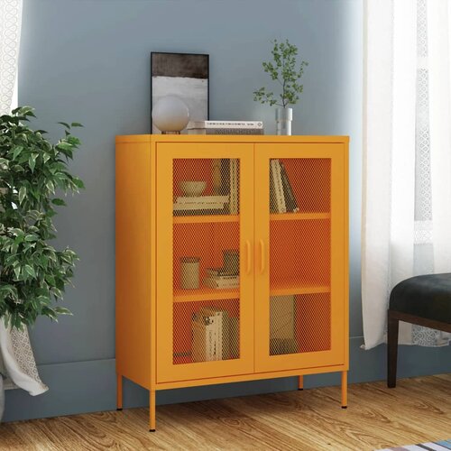 Ormarić za pohranu žute boje senfa 80x35x101,5 cm čelik Cijene