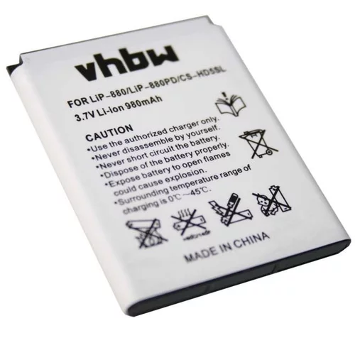 VHBW Baterija za Sony NW-HD5, 980 mAh
