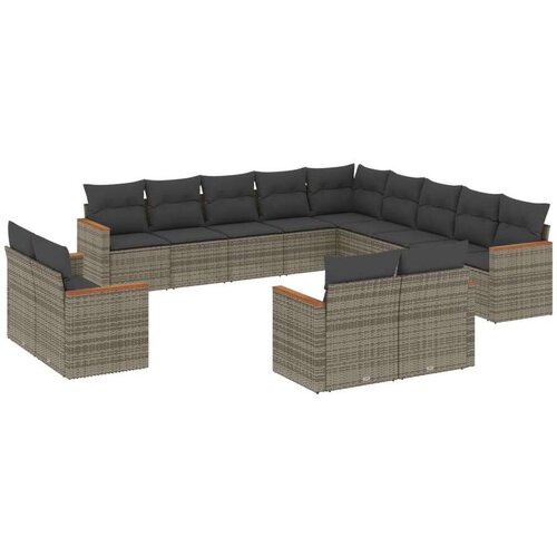  13-dijelni set vrtnih sofa od poliratana s jastucima sivi Slike