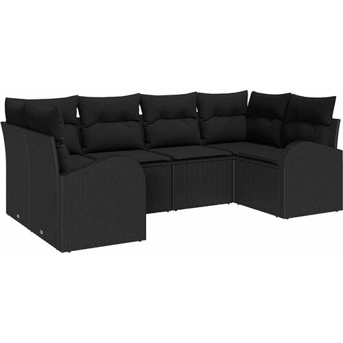  Sjedeća garnitura za vrt 6 kom. Crna poliratan 234 x 124 x 85 cm Slike