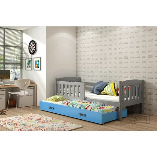BMS Group Otroška postelja Kubus z dodatnim ležiščem - 80x190 cm - grafit/modra