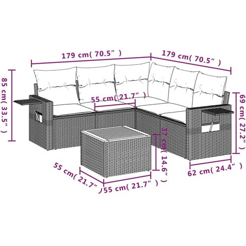 vidaXL 6-dijelni set vrtnih sofa s jastucima bež od poliratana Cene