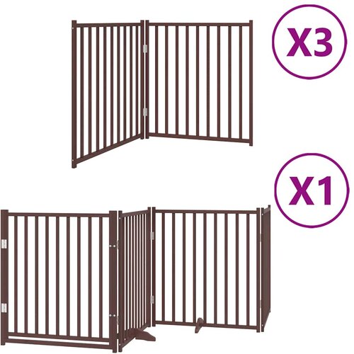  Vrata za pse s vrata&amp;scaron;cima 10 panela sklopiva 800 cm drvo topole Smeđa 80 x 90 x 2 cm Slike