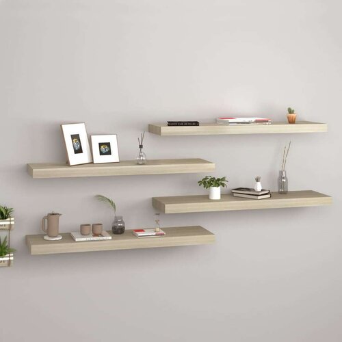 vidaXL Stenske police 4 kosi barva hrasta 80x23,5x3,8 cm MDF Cene
