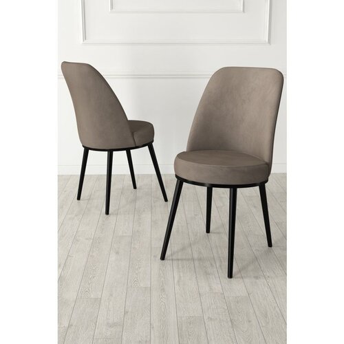 Hanah home set trpezarijskih stolica Jaxe 2 kom, kapućino tkanina Babyface, crne metalne noge Cene