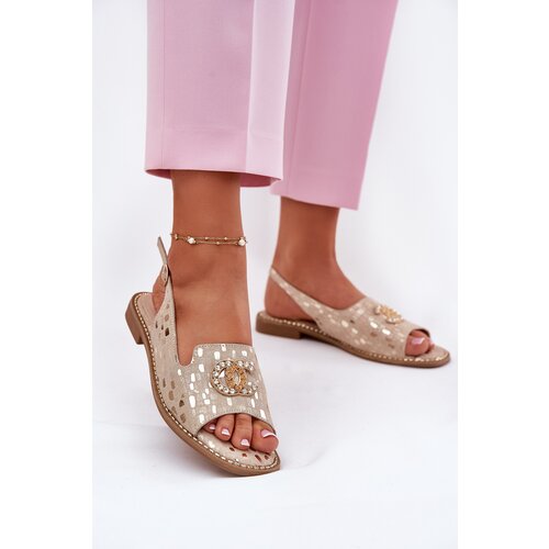 S. BARSKI Leather Sandals With Decoration On Flat Heel S.Barski Slike
