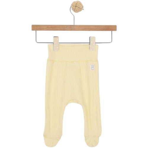 Just kiddin baby dječje duge hlače s stopalima ribbed beige Cijene