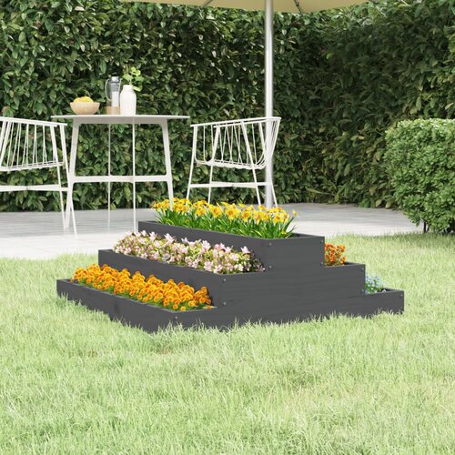 vidaXL Visoka greda siva 80x80x27 cm trdna borovina Cene