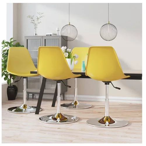  Vrtljivi jedilni stoli 4 kosa rumeni PP