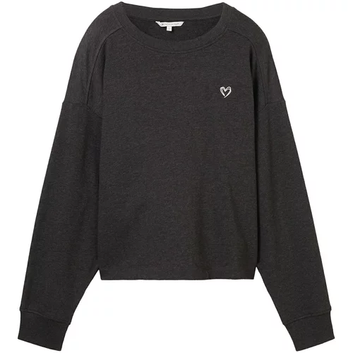 Tom Tailor Sweater majica antracit siva / tamo siva / bijela