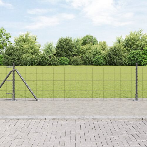vidaXL evropska ograja s 13 zasutimi stebri 0.6x50 m galvanizirano jeklo Cene