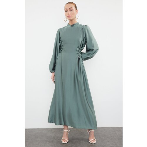 Trendyol Mint Waist Briti Satin Evening Dress Slike