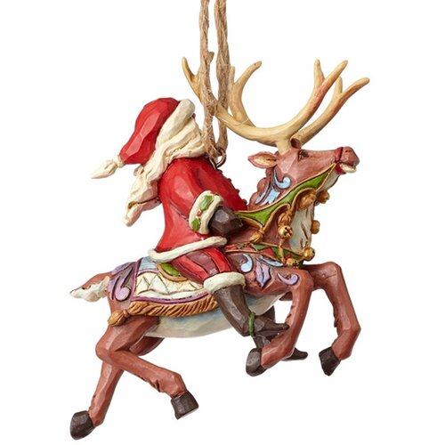 Jim Shore figura Santa Riding Reindeer Hanging Ornament Figure Slike