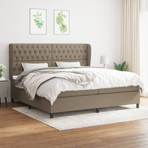 The Living Store Box spring postelja z vzmetnico taupe 200x200 cm blago - Box Spring Postelja, (21514451) Cene