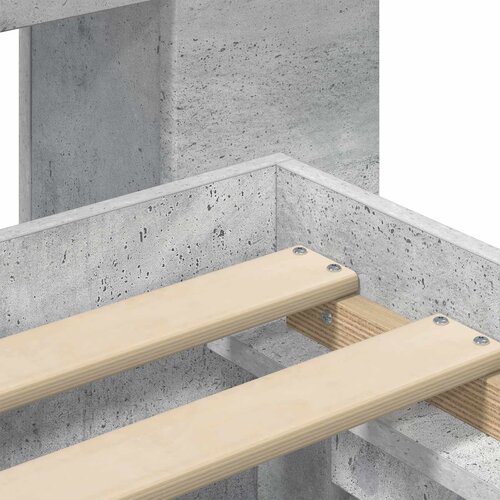  Okvir za krevet s pohranom i uzglavljem Betonska siva - Betonska siva 150 x 200 cm sa sredi&amp;scaron;njom policom Slike