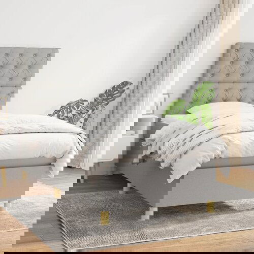 The Living Store Box spring postelja z vzmetnico svetlo siva 80x200 cm blago - Box Spring Postelja, (21517556) Cene
