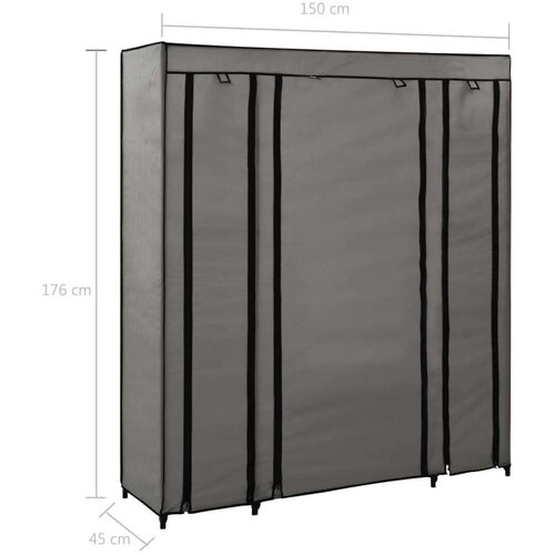 VidaXL Ormar od tkanine s odjeljcima i &amp;scaron;ipkama sivi 150 x 45 x 176 cm Slike