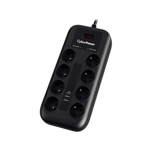 Cyberpower produžni kabl prenapon.zaštita P0820SUF0 8xšuko/2xUSBc/1,8m Slike