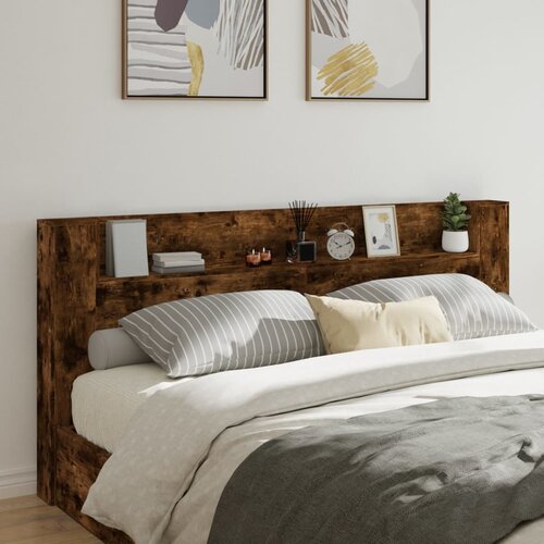 Ormarić za uzglavlje LED boja dimljenog hrasta 220x16,5x103,5cm Cene