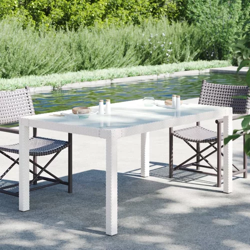  Vrtni stol 150x90x75 cm od kaljenog stakla i poliratana bijeli
