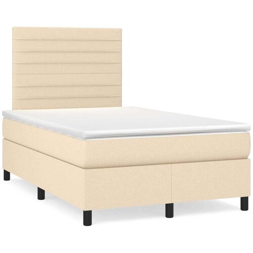  Box spring postelja z vzmetnico LED krem 120x190 cm blago Slike