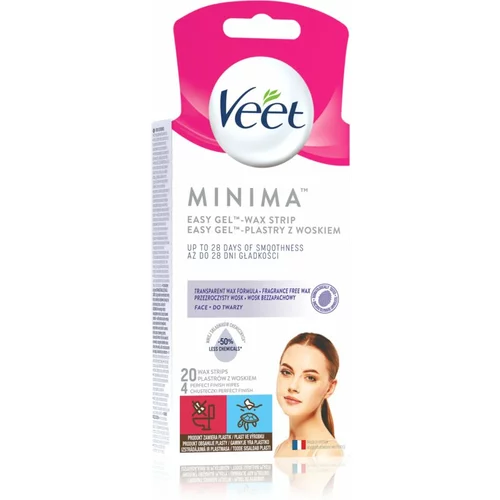 Veet Minima™ Easy-Gel™ Wax Strips Face depilacijske trake za lice sa smanjenim sadržajem kemikalija 20 kom za žene