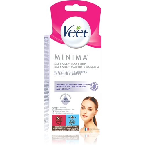 Veet Minima™ Easy-Gel™ Wax Strips Face depilacijske trake za lice sa smanjenim sadržajem kemikalija 20 kom za žene Cene