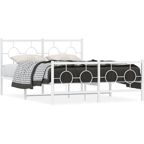vidaXL Metalni okvir kreveta uzglavlje i podnožje bijeli 140 x 190 cm Cijene