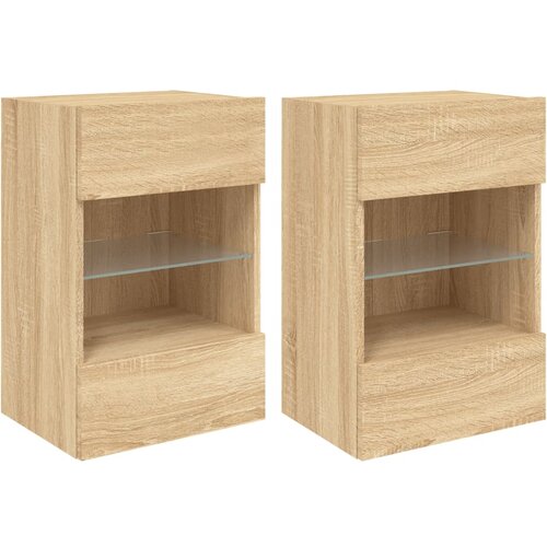 vidaXL Zidni TV ormarići LED 2 kom boja hrasta 40 x 30 x 60,5 cm Cene