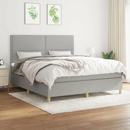  Box spring postelja z vzmetnico svetlo siva 180x200 cm blago, (20900868)