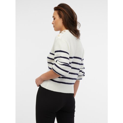 Orsay Women's Cream Striped Sweater - Women's Cene
