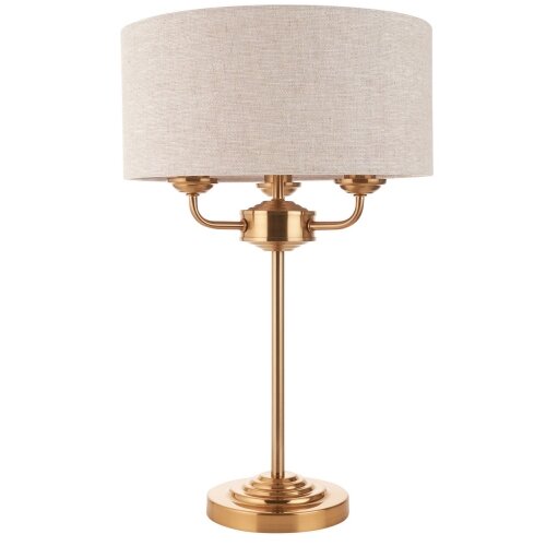  Endon 110721 - Stona lampa HIGHCLERE 3xE14/18W/230V bež/mesing Slike