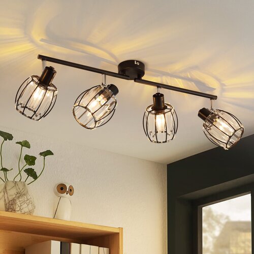 Nettlife 4-delni komplet starinskih črnih kristalnih stropnih reflektorjev E14 za hodnik, vrtljivi za 350°, industrijski, (22116869) Cene