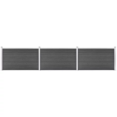 vidaXL Set panela za ogradu WPC 526 x 105 cm crni