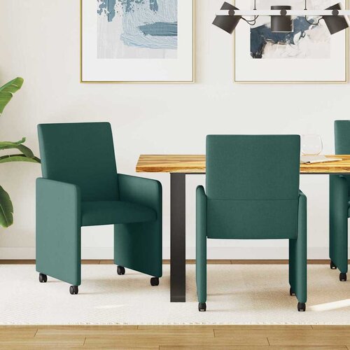 VidaXL Jedilni stoli 2 pcs Temno zelena 57 x 66 x 94 cm blago Slike