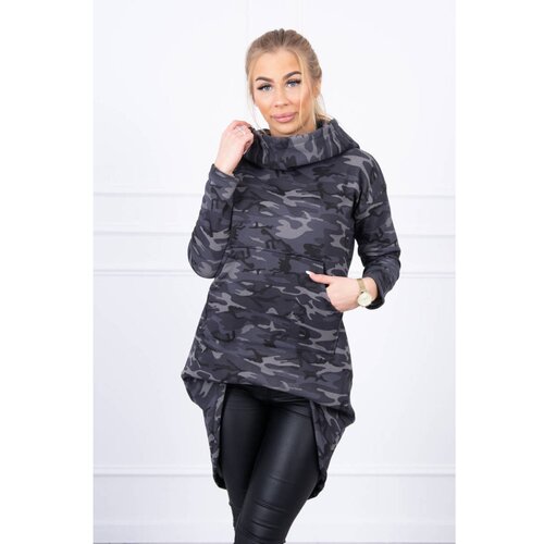 Kesi Sweatshirt with long back camo graphite+black Slike