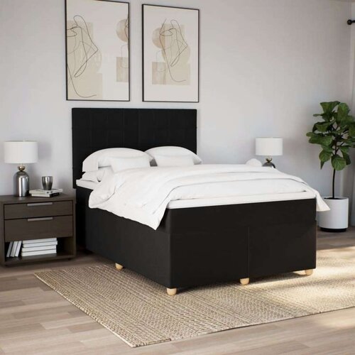 VidaXL Krevet s oprugama i madracem crni 160x200 cm od tkanine Slike